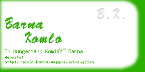 barna komlo business card